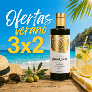 3x2 Carrasqueño Gran Selección - Aceite de Oliva Virgen Extra - Botella Crista 500ml - Tapón Irrellenable