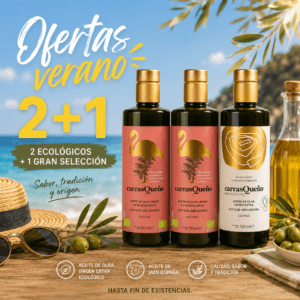 2 Ecológico 500ml + 1 Gran Selección 500ml - Aceite de Oliva Virgen Extra - Botella Crista 500ml - Tapón Irrellenable (copia)